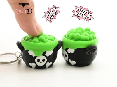 Cutie3D Spooky Halloween Poison Cauldron Keycap Fidget Clicker Keychain - Cute Backpack Keychain