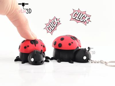 Cutie3D Keycap Fidget Clicker Adorable Ladybug Keychain - Cute Backpack Keychain