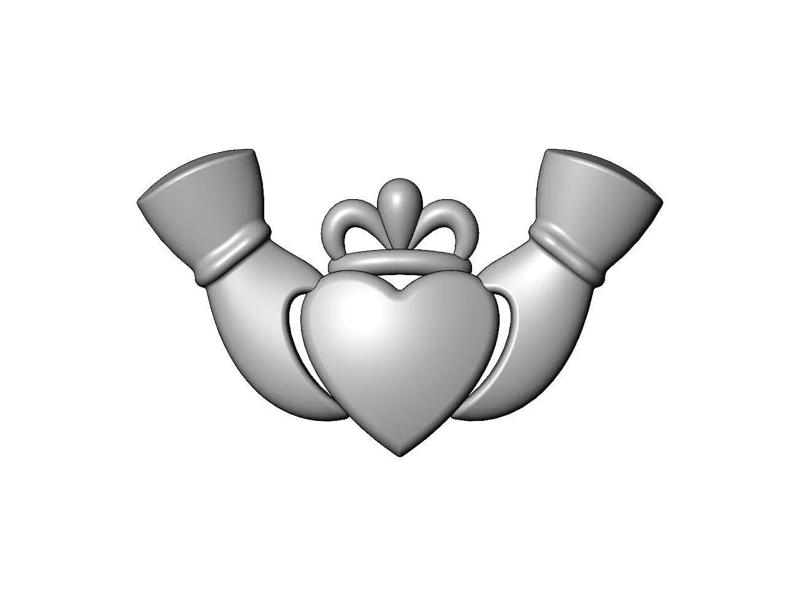 Claddagh heart crown onlay and molding relief
