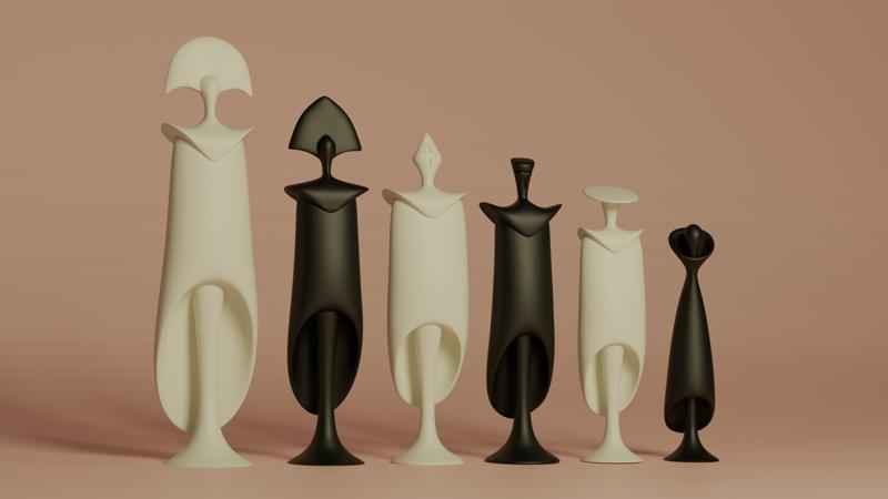 voidwalker :a chess set of abstract warriors