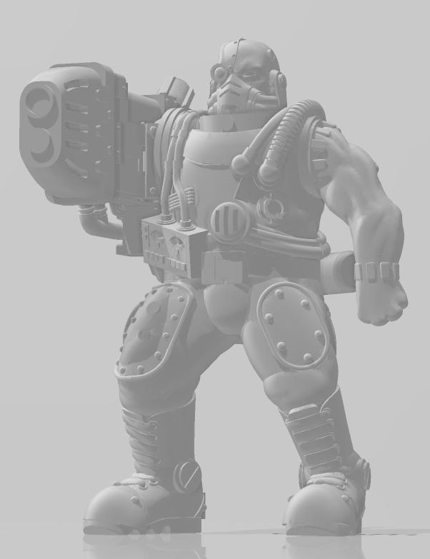 scifi 28mm scale British Imperial army Gigantus Cyborg servile, armed with Plasma Cannon