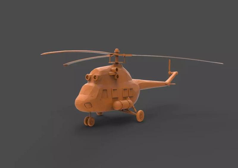 Mi - 2 orange helicopter