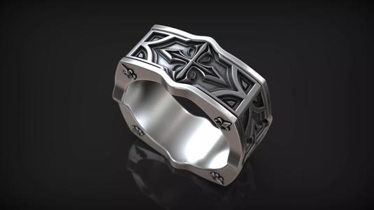 Gothic Cross Pattern Medieval Heraldic Lily Band