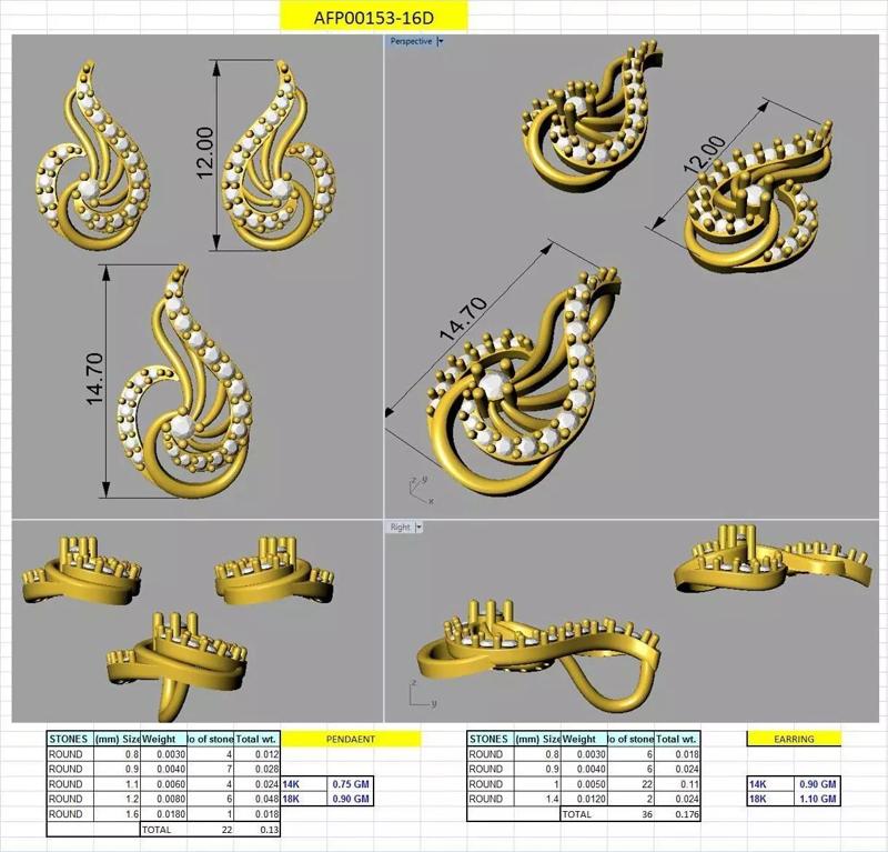 3d printable model diamond pendant gold