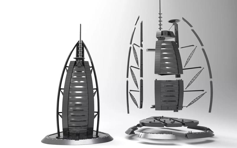 Burj Al Arab DIY scale model 500th 45 parts assembly instruction