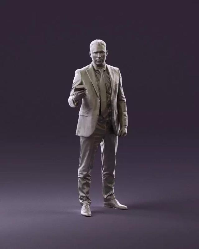 001056 businessman in darkgray suit money in hand 3D Print Ready