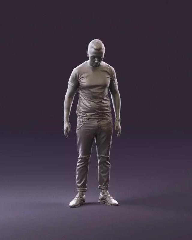 001043 man in black tshirt white pants 3D Print Ready