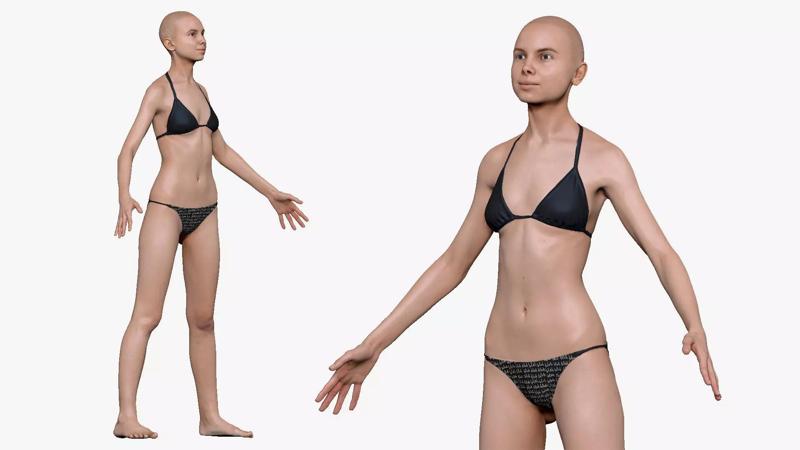 001238 woman in black underwear A pose 3dp