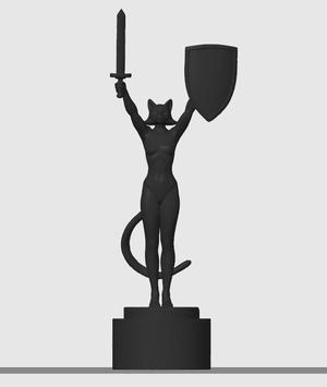 Mother cat-girl figurine