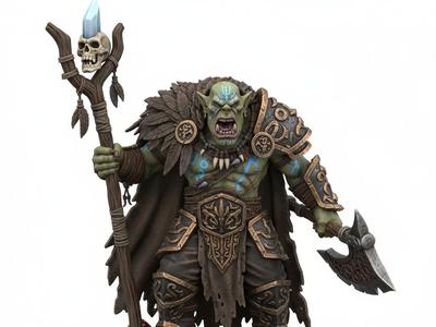 Orc Shaman miniature with base