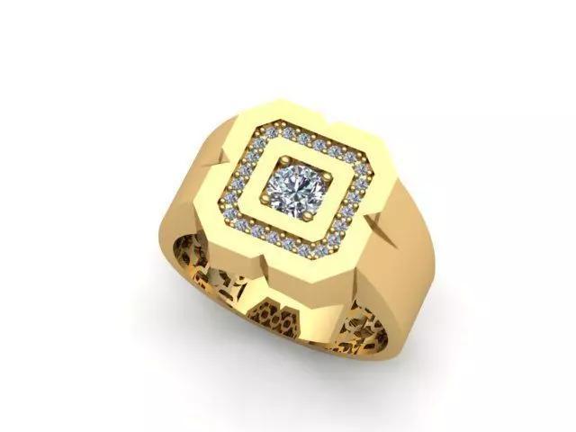 Pirlantali Zircon Ve boyali erkek yuzuk mineli