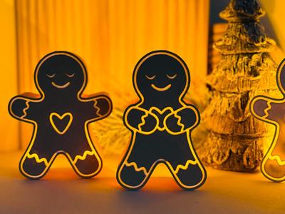 Gingerbread Man Tealight with Closed Eyes