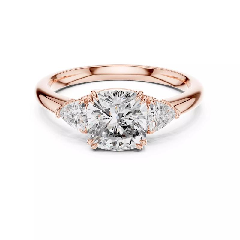 Three Stone Cushion Trillion Diamond Wedding Ring 3DM STL Video