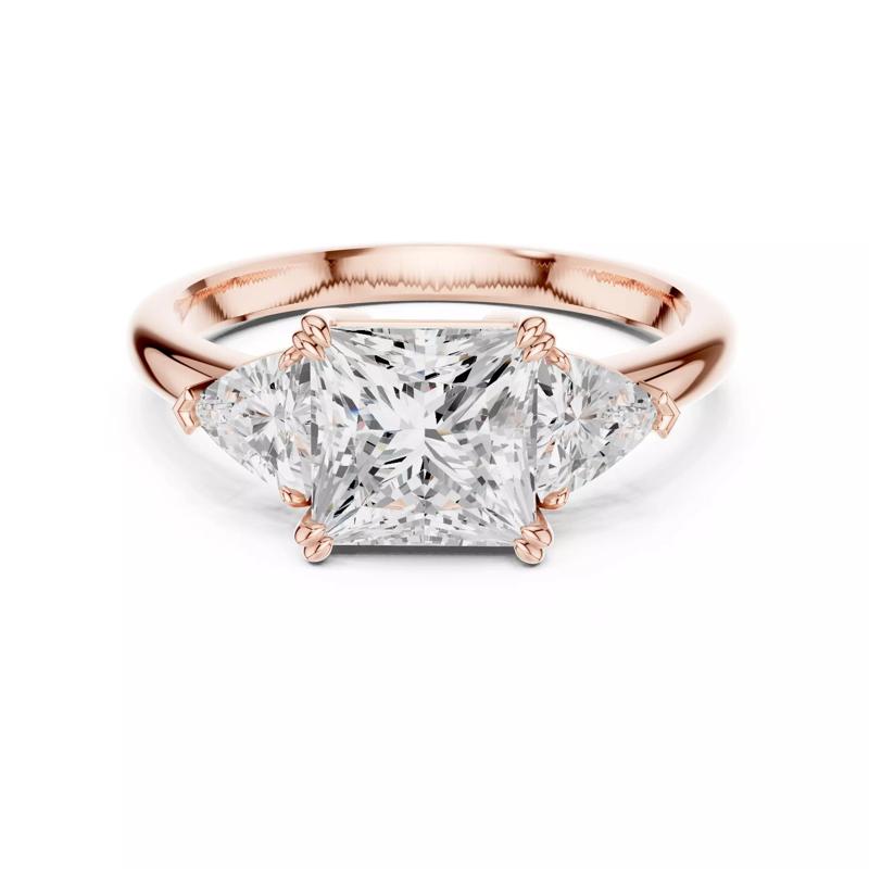 Three Diamond Princess and Trillion Cut Ring 3DM STL Video