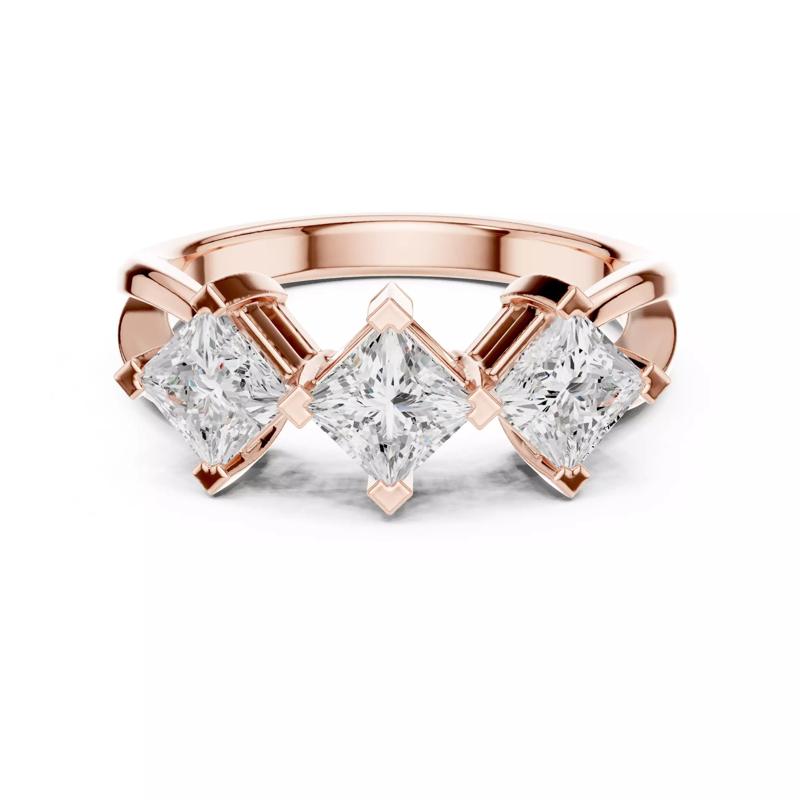 Three Stone Princess Cut Engagement Wedding Ring 3DM STL Video