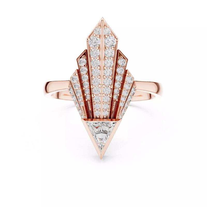 Tringle Diamond Kite Shape Engagement Wedding Ring 3DM STL Video