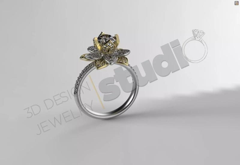 Tiffanys Gatsby flower ring with stones multi parts