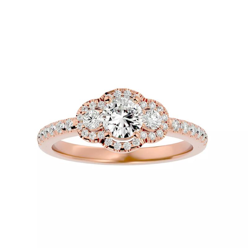 Tri Diamond solitaire wedding engagement ring with 360 view