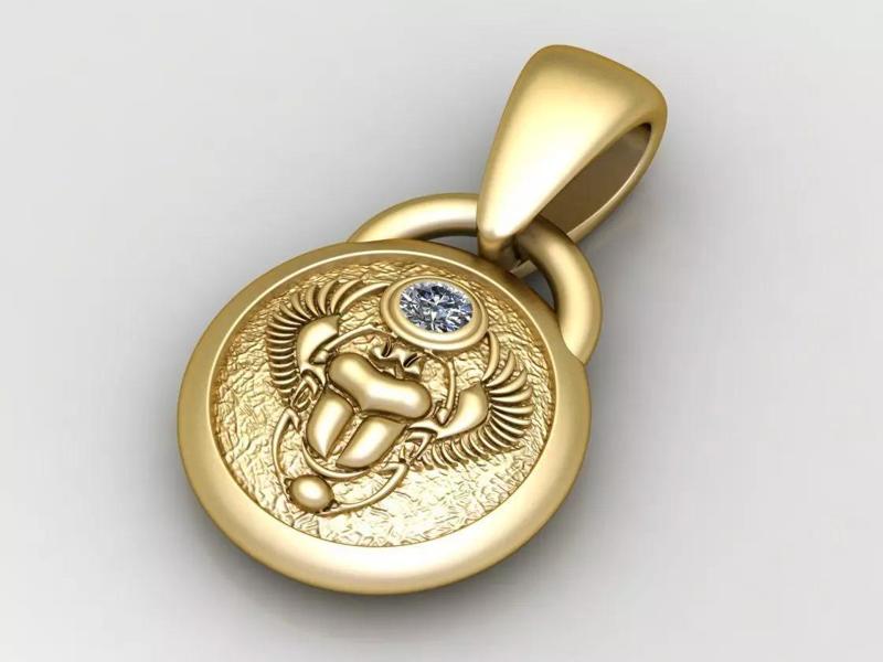 GOLDEN SCARAB ANIMAL COIN PENDANT 3D PRINTABLE MODEL