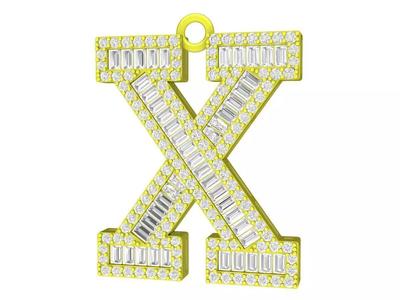 7030 X letter baguette diamond women pendant