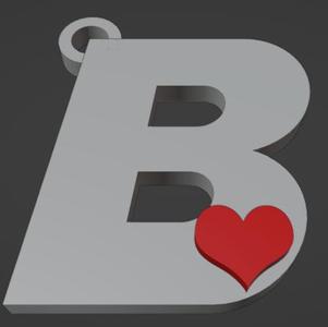 KEYCHAIN LETTER B WITH HEART