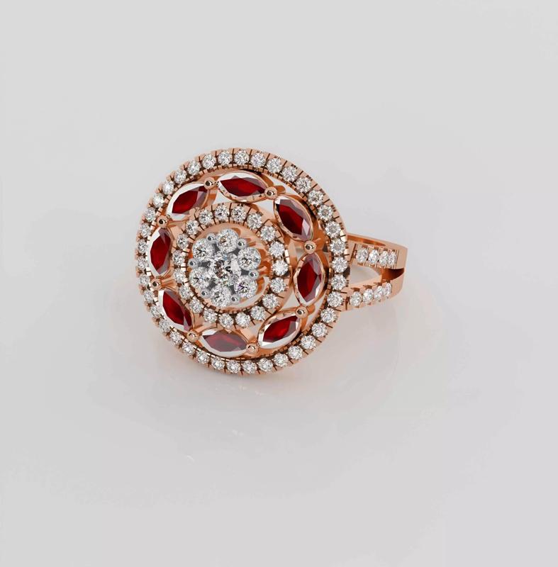 Flower Diamond Ring 3dm stl obj renders details