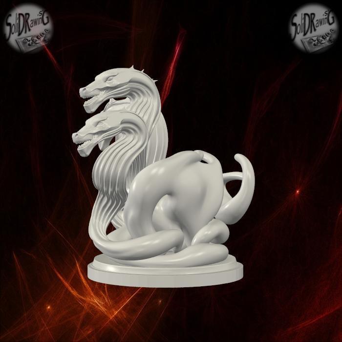 Three-Headed Hydra Serpent Sculpture – SoliDRawinGs SG963