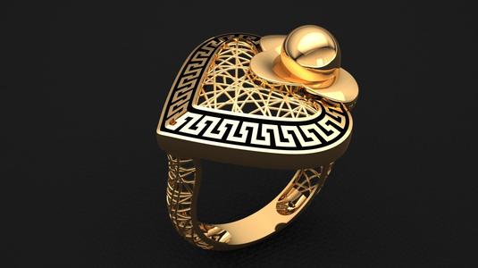 ring with a geometric heart-shaped design yüzük