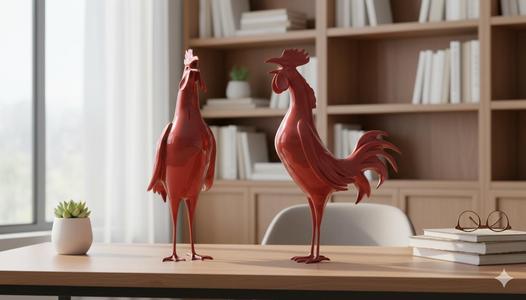 Dynamic Rooster Statue 3D Printed Model | Modern Art Style | Desktop Decoration Figure