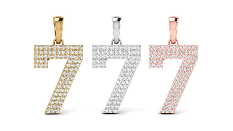 Number 7 Font Diamond Pendant