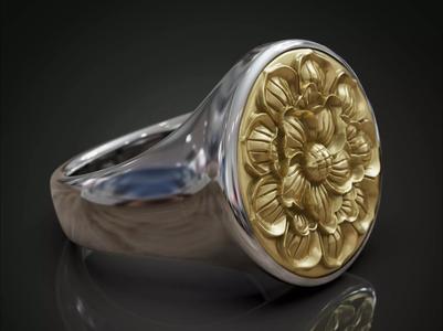 Flower signet ring