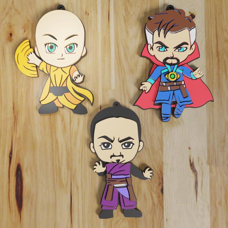 PACK 3 LLAVEROS / KEYCHAIN / IMANES DR. STRANGE (STL Y 3MF)