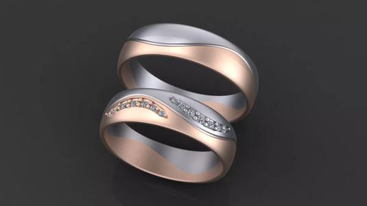 Wedding band-rings with gems for CNC or