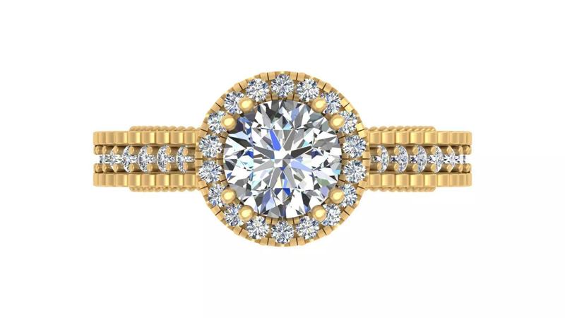 Eternal Brilliance Double Ban Round Halo Diamond Engagement Ring