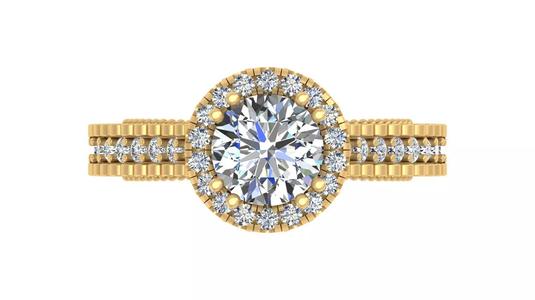 Eternal Brilliance Double Ban Round Halo Diamond Engagement Ring