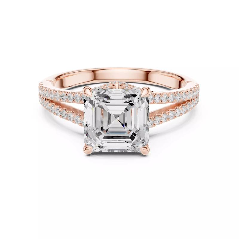 Split Shank Asscher Cut Diamond Engagement Ring 3DM STL Video