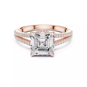 Split Shank Asscher Cut Diamond Engagement Ring 3DM STL Video