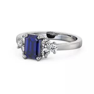 stl file emerald cut sapphire and diamond engagement ring in ...