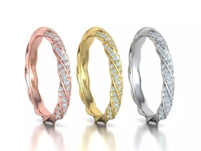 Diamond Band ring Spiral design match band ring