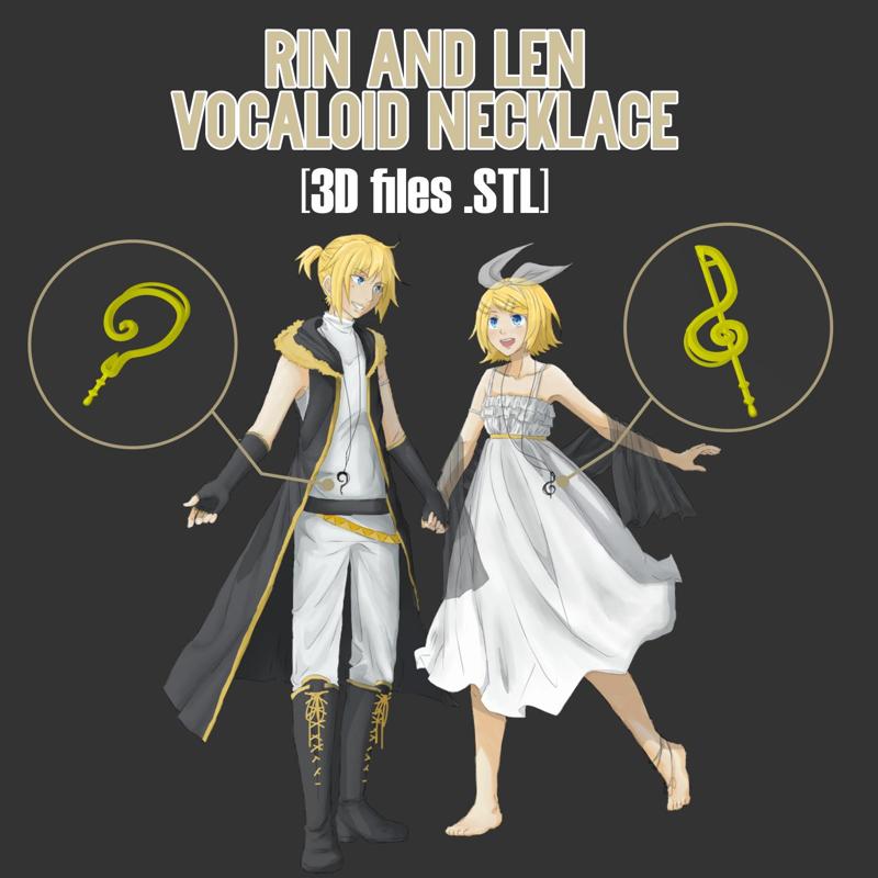 Kagemine Rin and Len Vocaloid Synchronicity Necklace [ 3D Files .STL ]