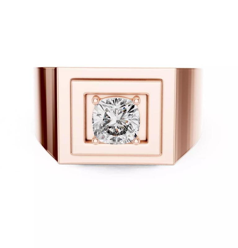 Solitaire Round Cut Diamond Signet Wedding Ring 3DM STL Video