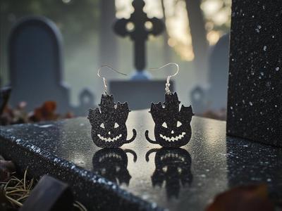 Pumpkin and spooky kittens earrings