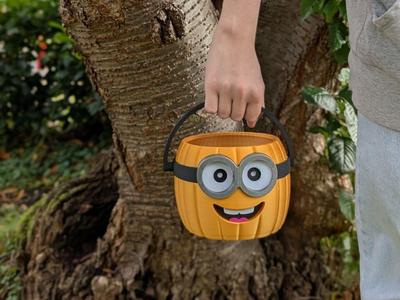 Cute Halloween Candy Bucket (Pumpkin Minion Style)