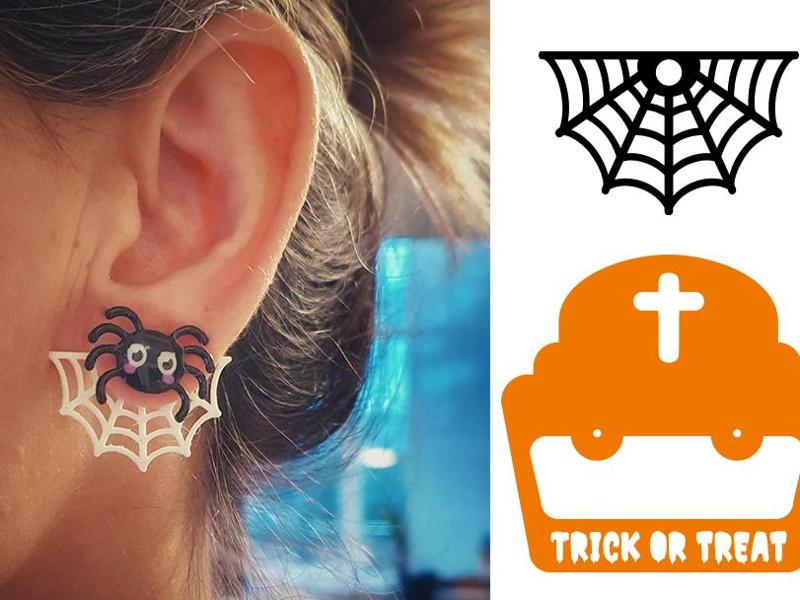 Halloween Spider, Web earrings Trick Display card 