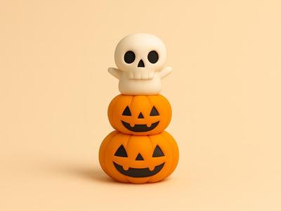 Halloween Pumpkin Skele stack