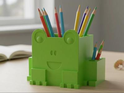 Cute Green Frog Pen Holder - By Kumy