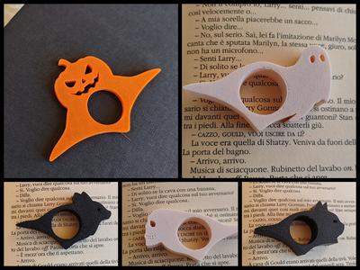 Halloween book page holder Pumpkin Cat Ghost Skull