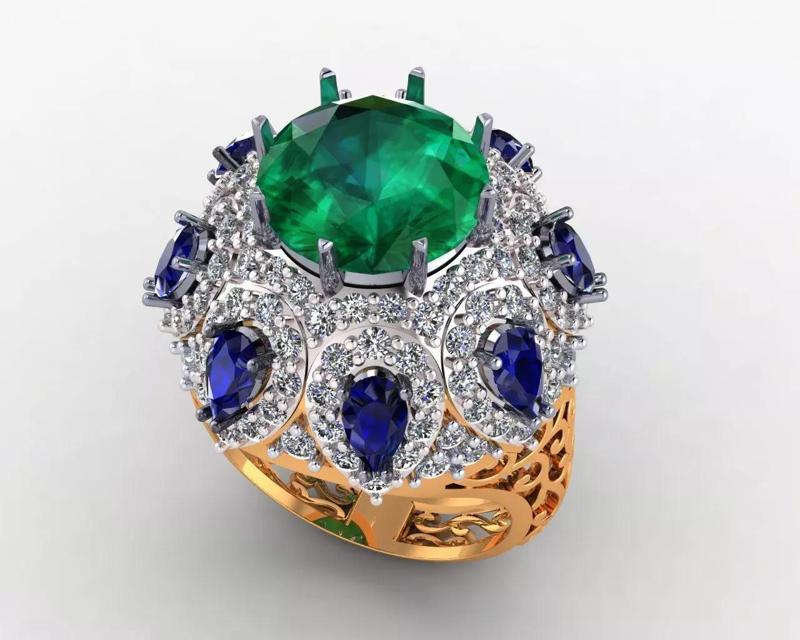 Cocktail Unique Gold Diamonds Ring