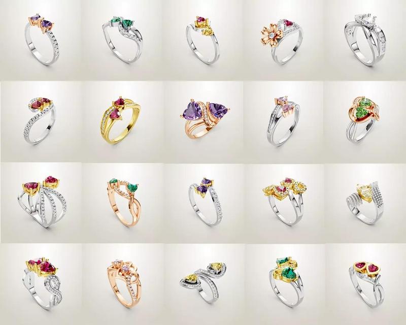 Heart Shaped Two Stone Engagement Ring 20 pieces 3D Model Collection