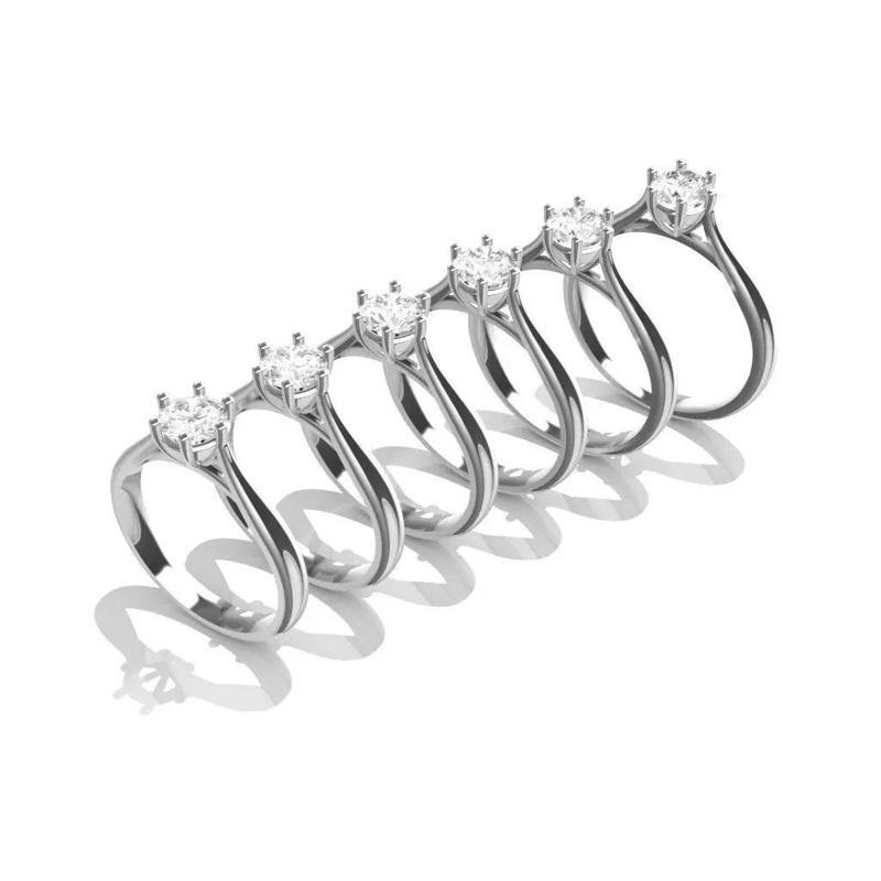 Pack of 6 engagement - solitaire rings